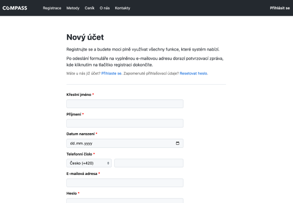Snímek zachycující nastavení firmy