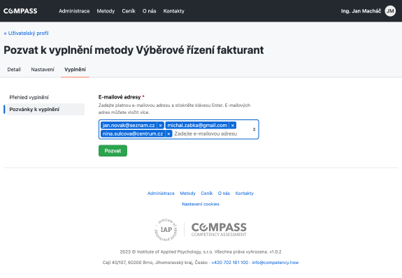 Snímek zachycující proces vyplnění metody